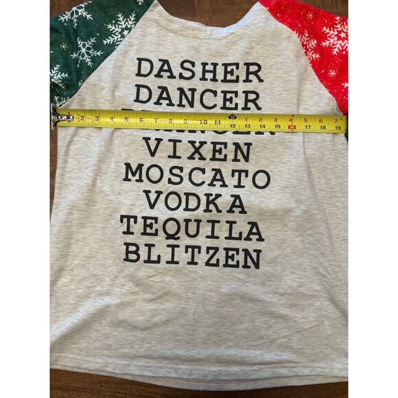 Funny‎ Christmas Drinking Reindeer Shirt XL Snowflake Sleeves Holiday Tequila - Picture 4 of 6